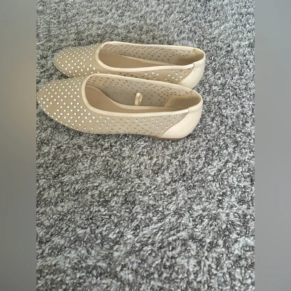 Zara Beige Studded Flats - Picture 2 of 3